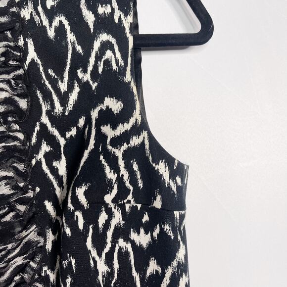 Elie Tahari for Nordstrom 4 Black White Abstract Printed Sheath Dress Sleeveless - Picture 8 of 13